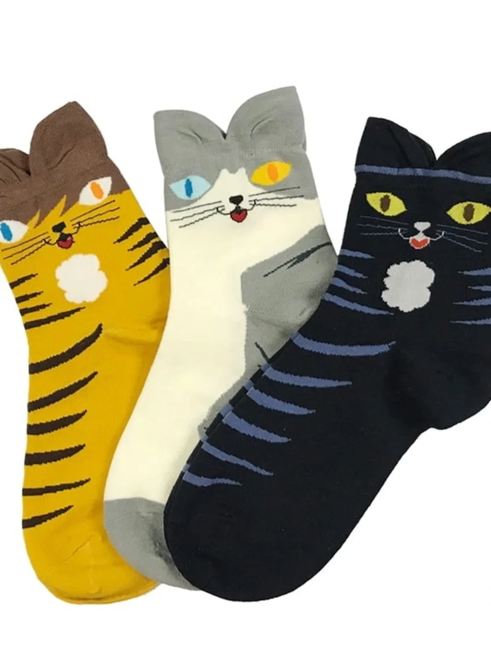 Cat Socks Cotton - Novelty Ladies Socks 4 Pairs (NWT Size 4-8) Cat Lady